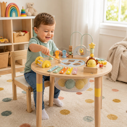 FamToy 7-in-1 Wooden Baby Activity Table