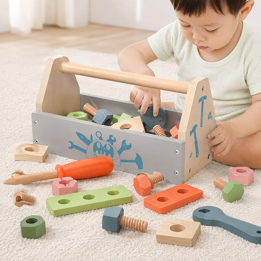 Wooden DIY Tool Box Set for Kids Ages 4-6