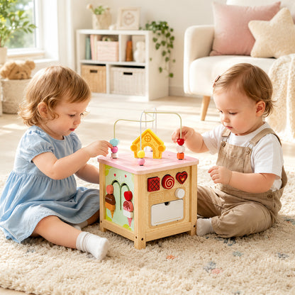 FamToy Wooden Activity Cube with Pretend Kitchen