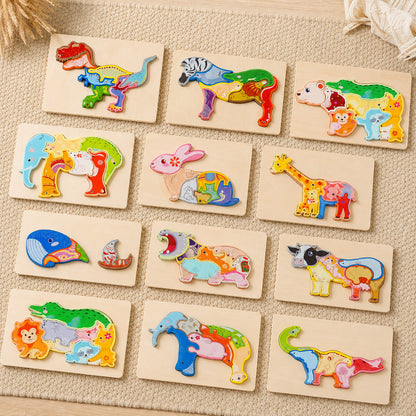 FamToy Wooden Animal Chunky Puzzle