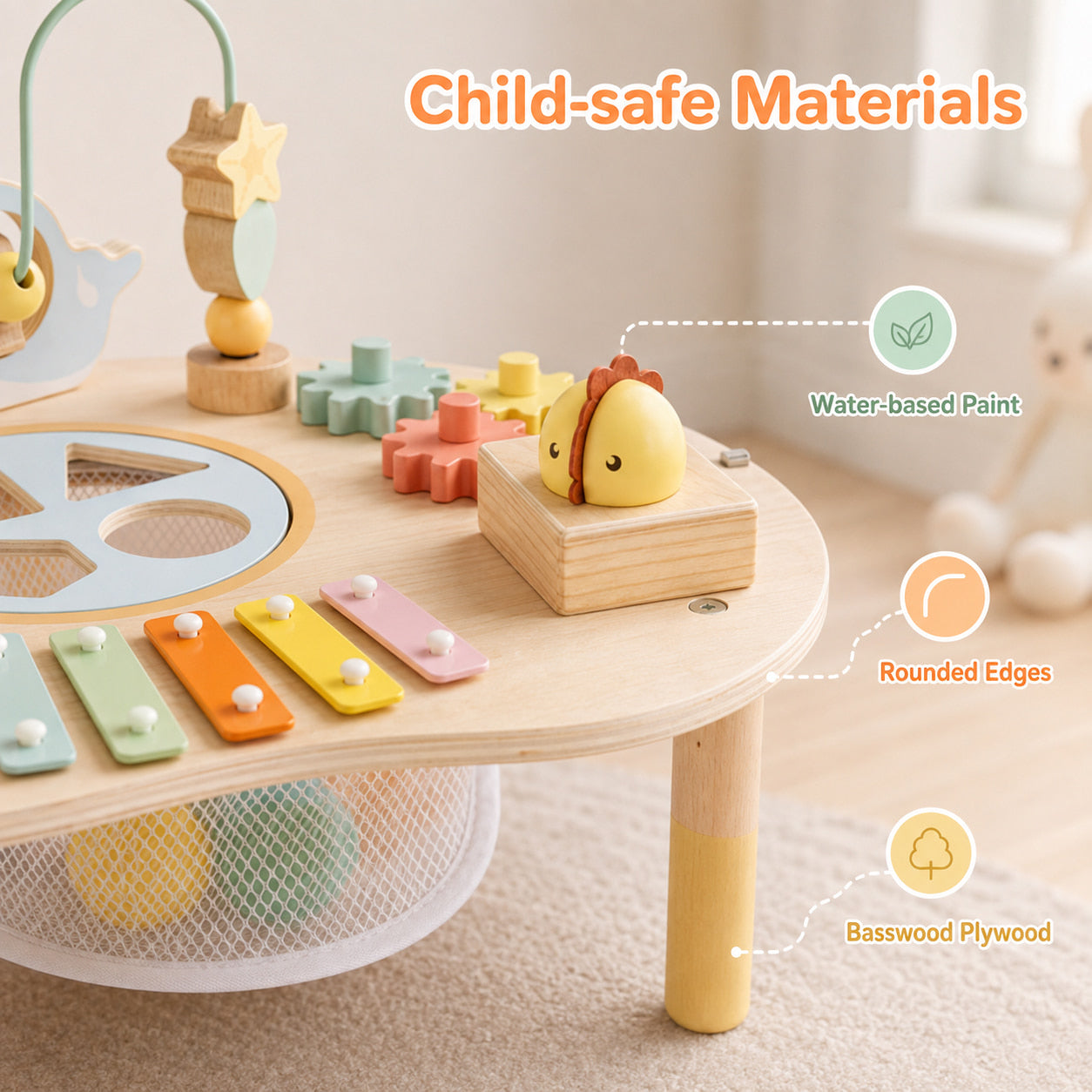 FamToy 7-in-1 Wooden Baby Activity Table