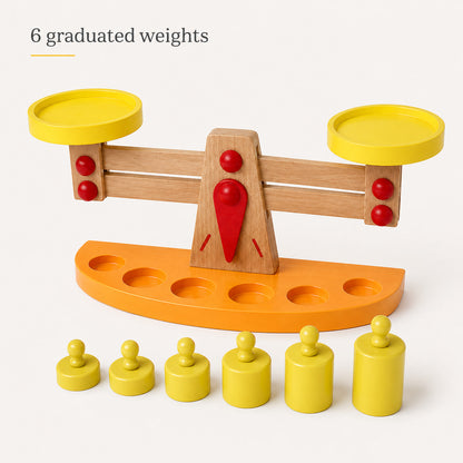 Wooden Balance Scale Toy with Weights