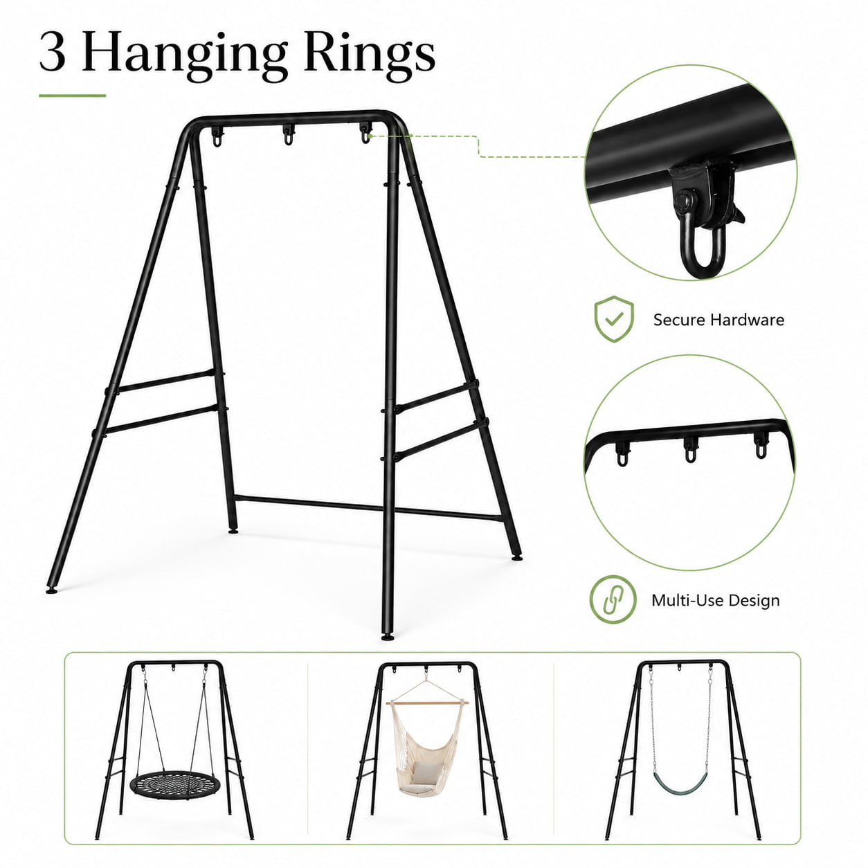 FamToy A-Frame Hammock Chair Stand 3-Ring