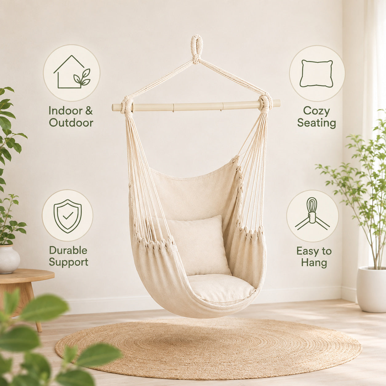 FamToy Hanging Hammock Chair Swing with Pillows