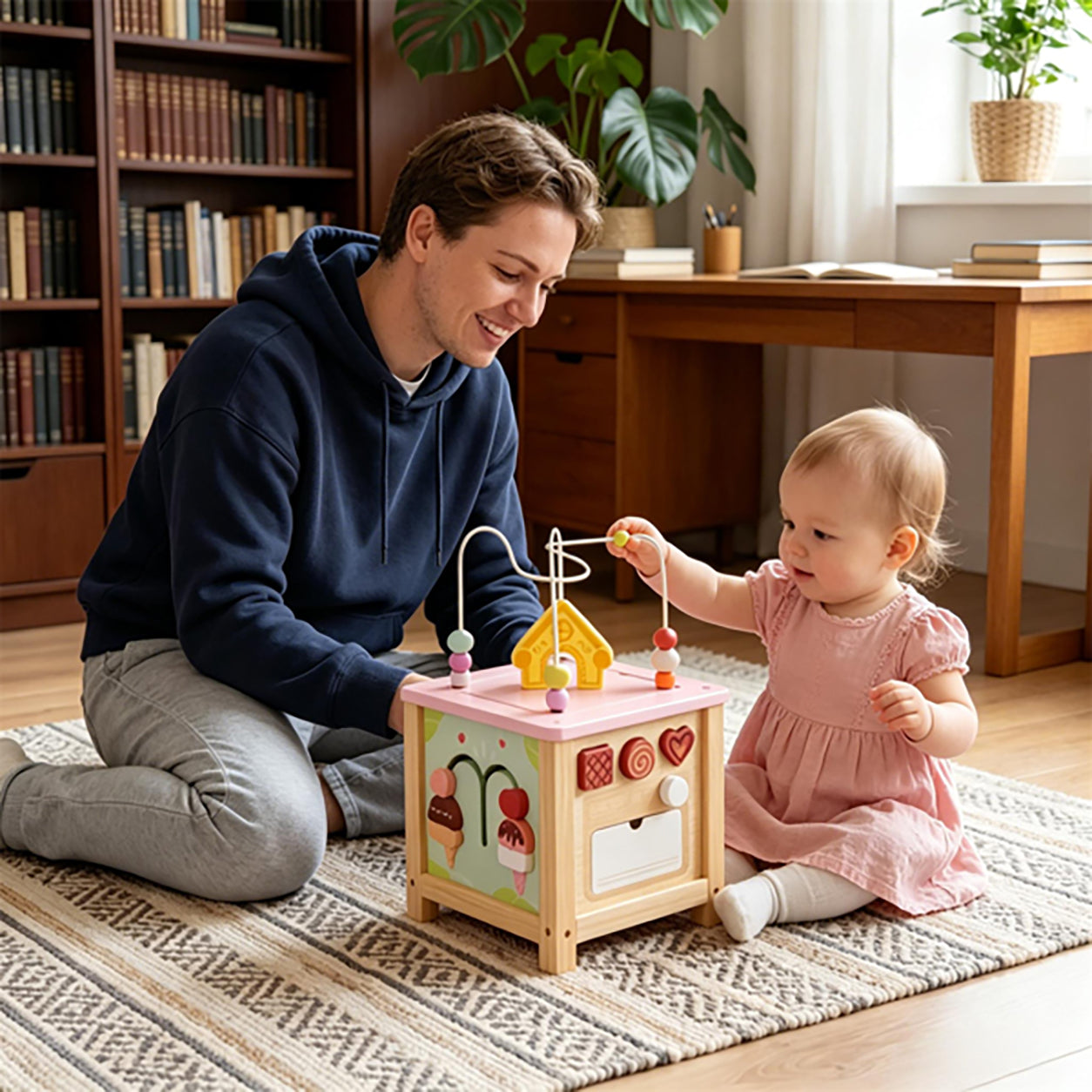 FamToy Wooden Activity Cube with Pretend Kitchen