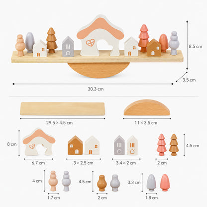 FamToy Wooden Village Balance Stacking Game