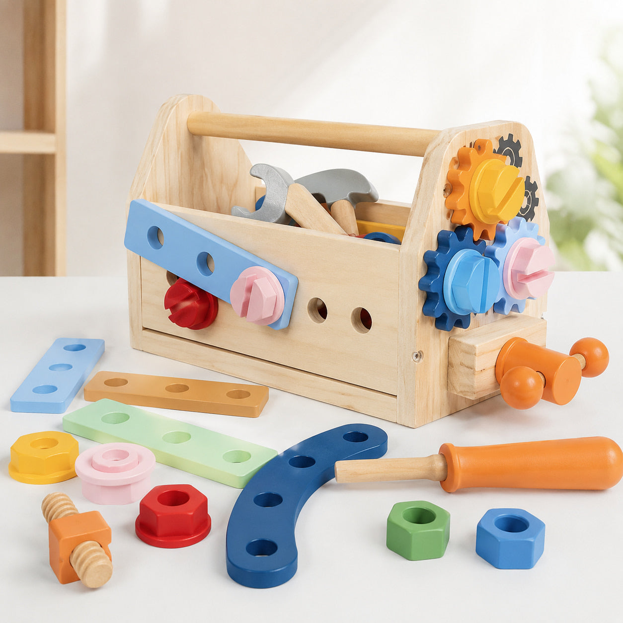 Wooden DIY Tool Box Set for Kids Ages 4-6