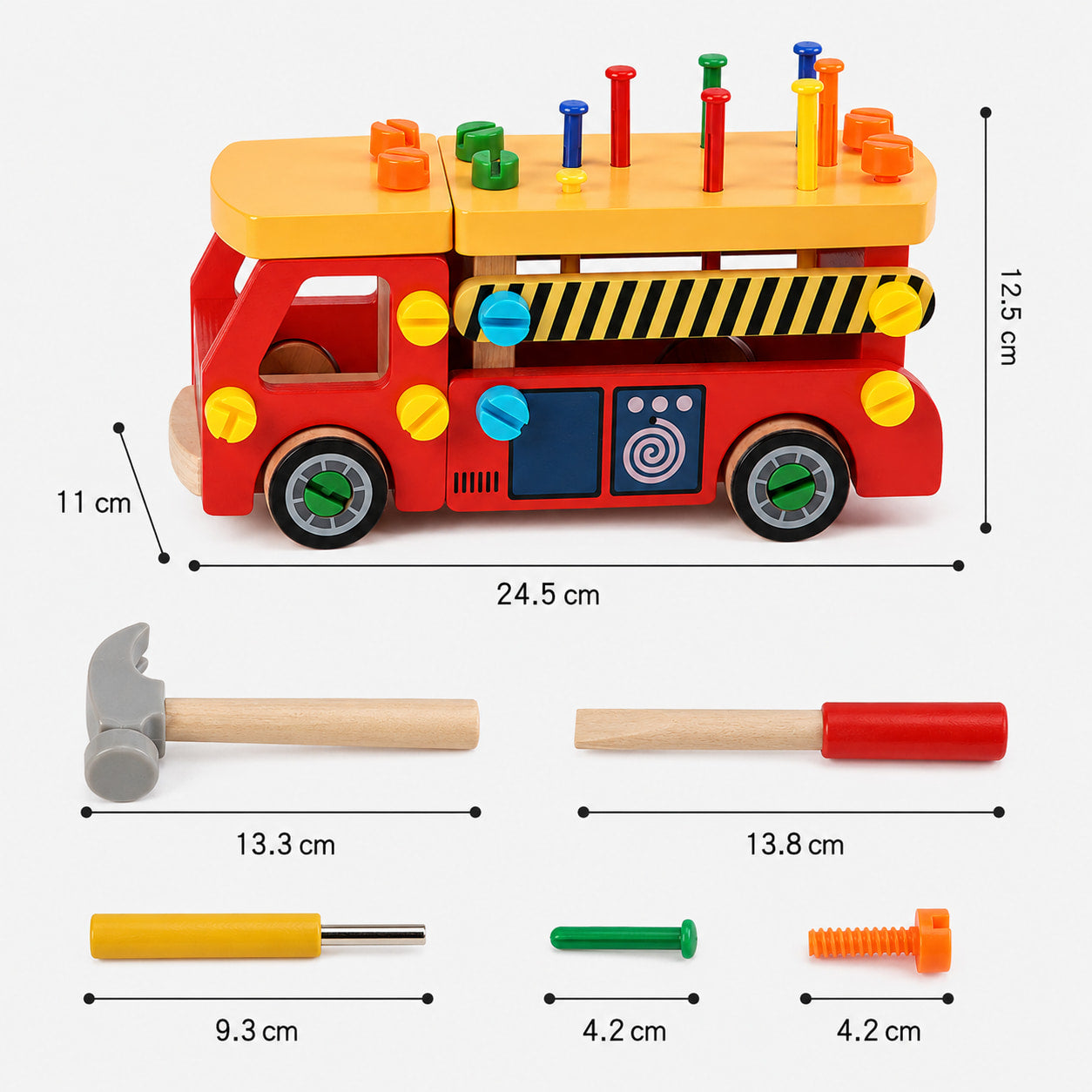 FamToy Wooden Fire Truck Tool Set