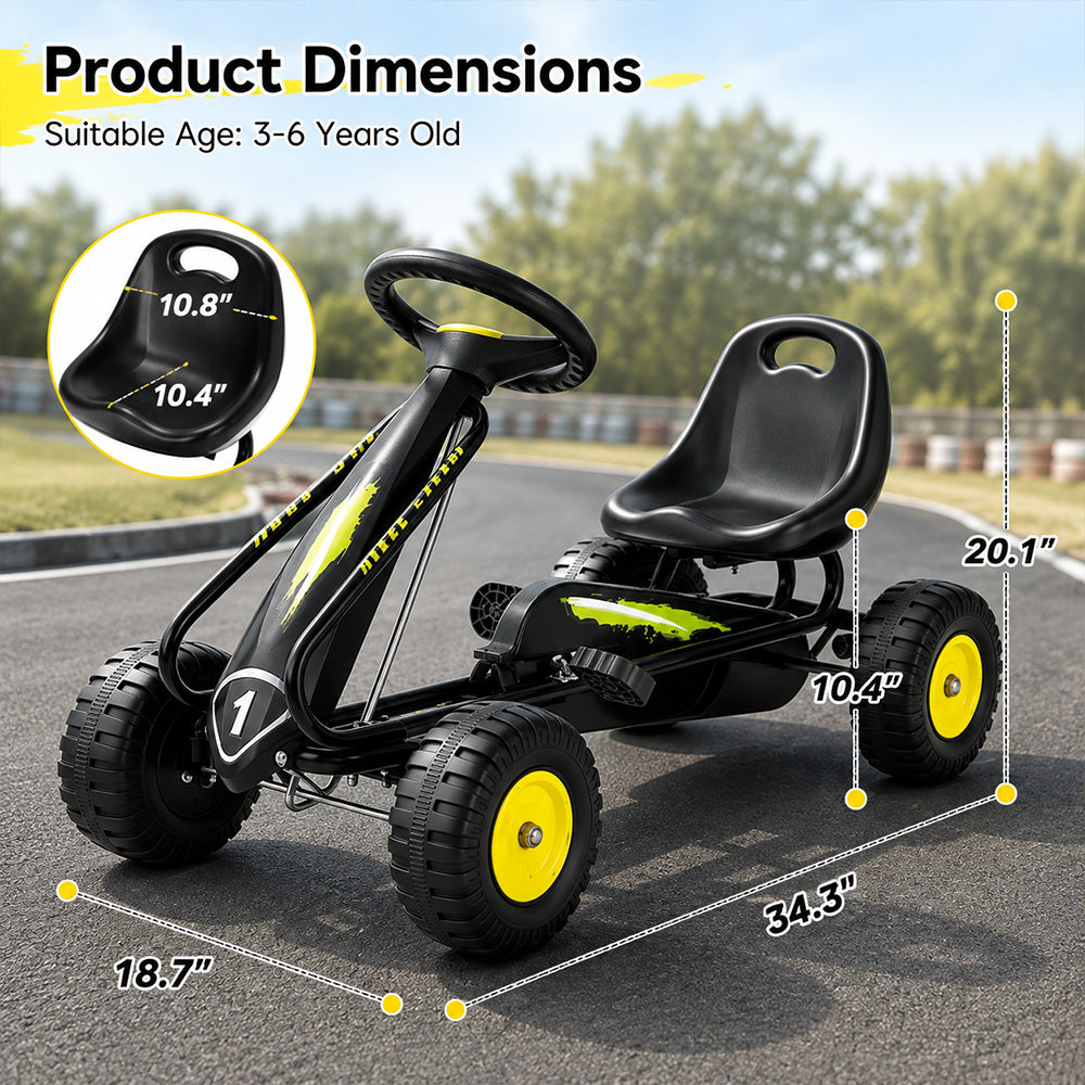 FamToy Kids Pedal Go Kart with Adjustable Seat, Black