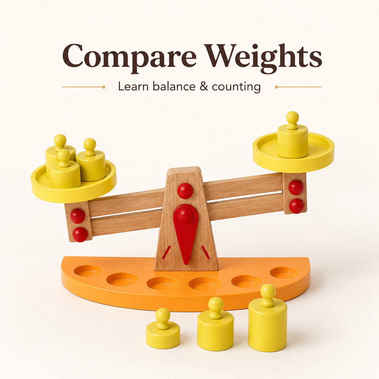 Wooden Balance Scale Toy with Weights
