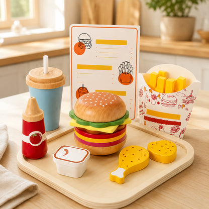 Wooden Fast Food Pretend Play Set