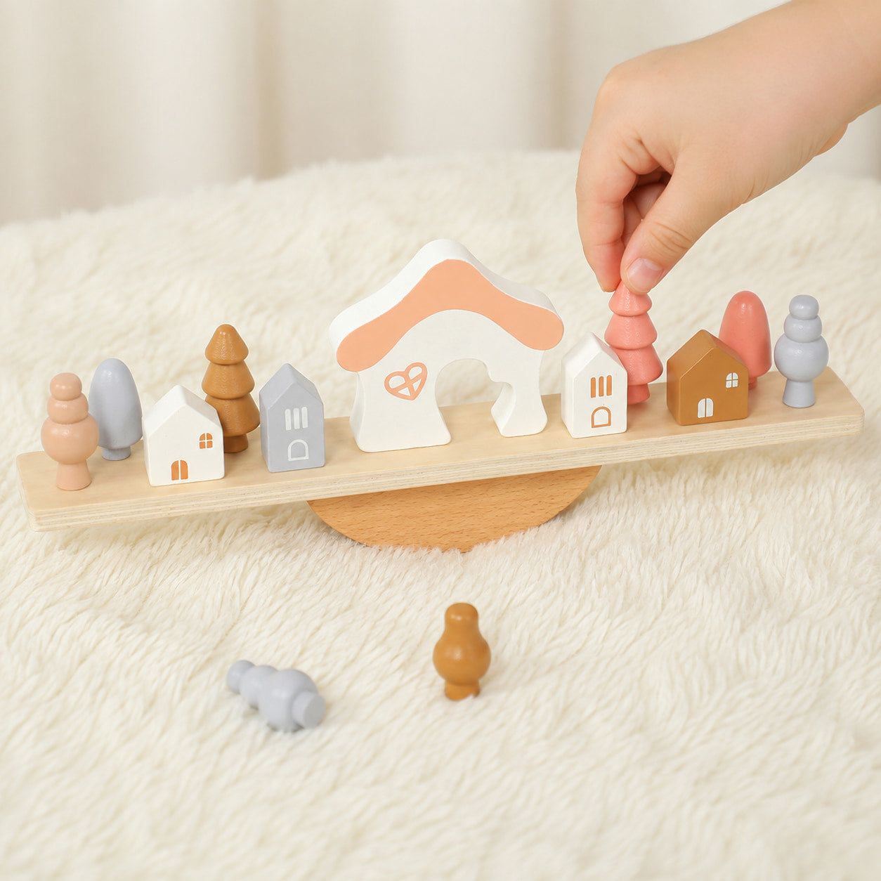 FamToy Wooden Village Balance Stacking Game
