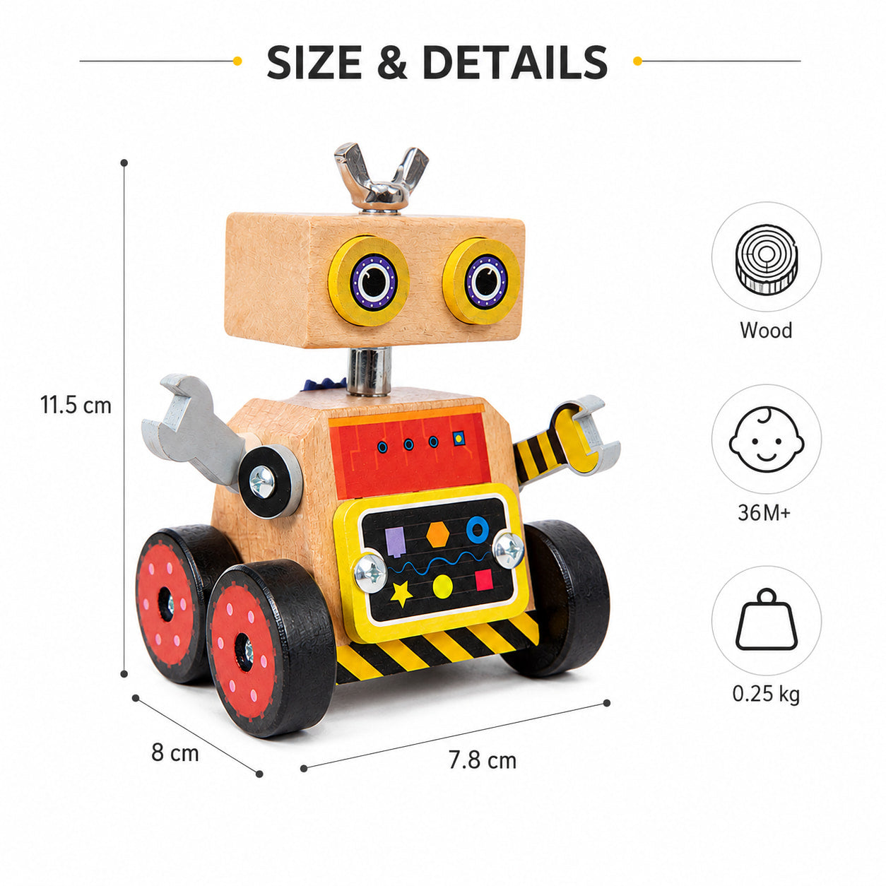 Wooden Robot Building Toy with Gears