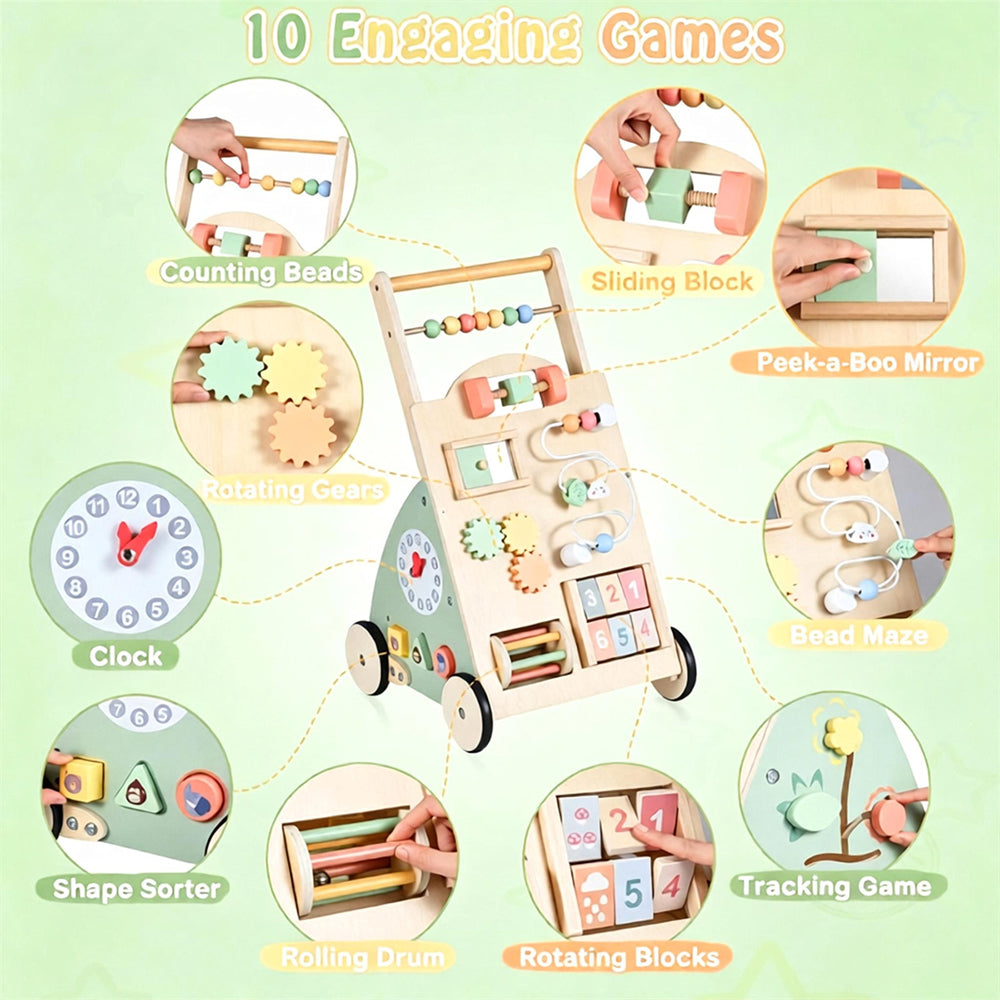 FamToy Wooden Toddler Push Walker Toy