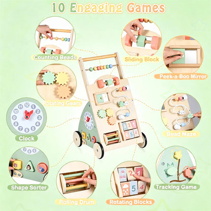 FamToy Wooden Toddler Push Walker Toy