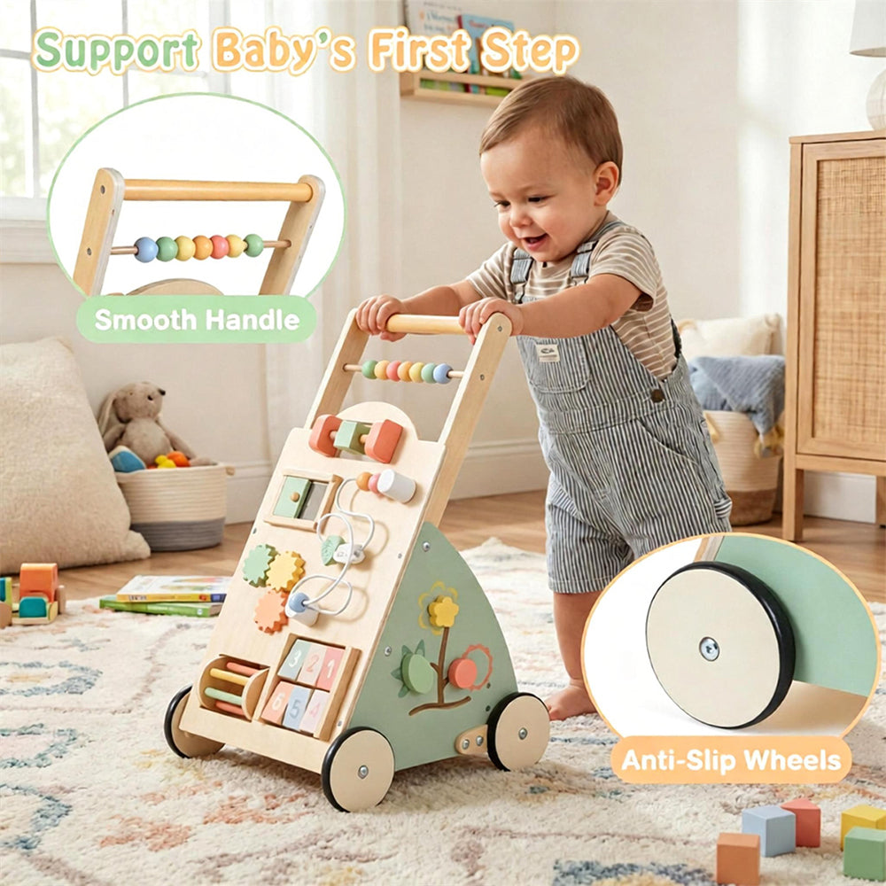 FamToy Wooden Toddler Push Walker Toy