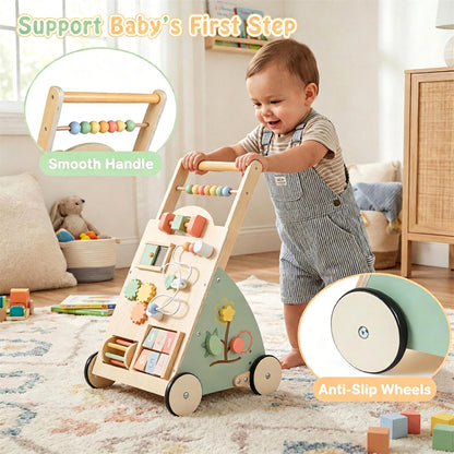 FamToy Wooden Toddler Push Walker Toy