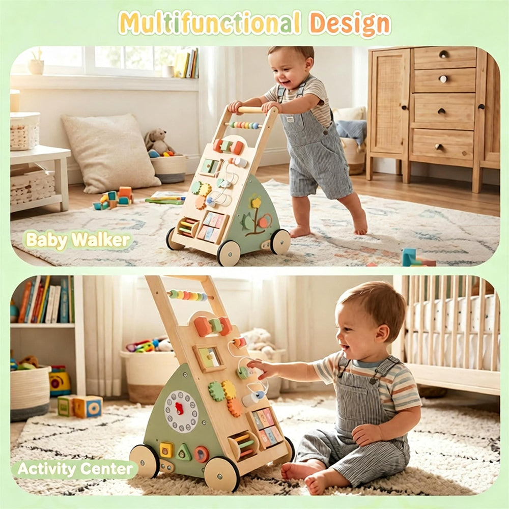 FamToy Wooden Toddler Push Walker Toy