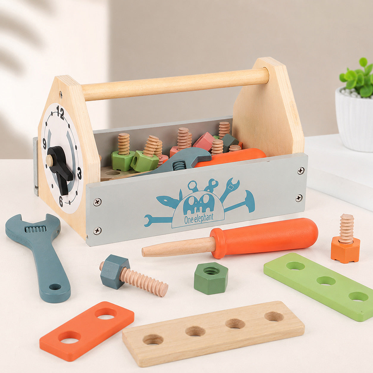 Wooden DIY Tool Box Set for Kids Ages 4-6