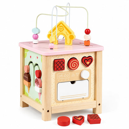FamToy Wooden Activity Cube with Pretend Kitchen