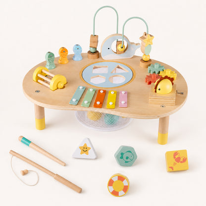 FamToy 7-in-1 Wooden Baby Activity Table