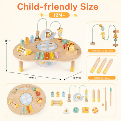 FamToy 7-in-1 Wooden Baby Activity Table