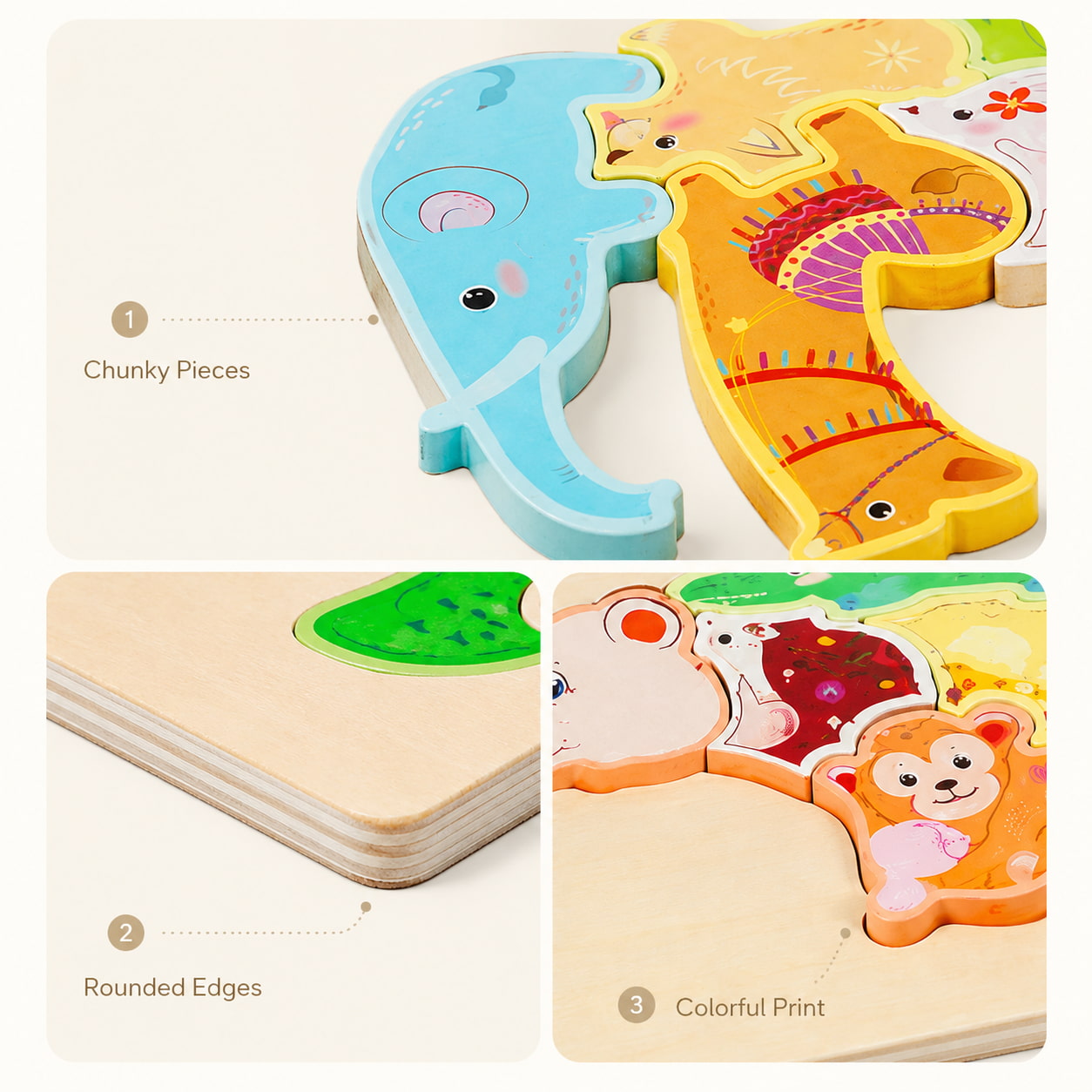 FamToy Wooden Animal Chunky Puzzle