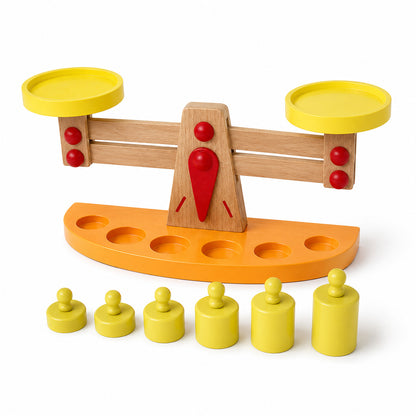 Wooden Balance Scale Toy with Weights