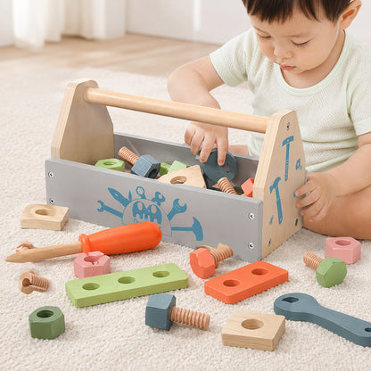 Wooden DIY Tool Box Set for Kids Ages 4-6