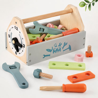 Wooden DIY Tool Box Set for Kids Ages 4-6