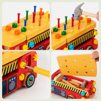 FamToy Wooden Fire Truck Tool Set