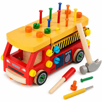 FamToy Wooden Fire Truck Tool Set