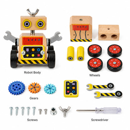 Wooden Robot Building Toy with Gears
