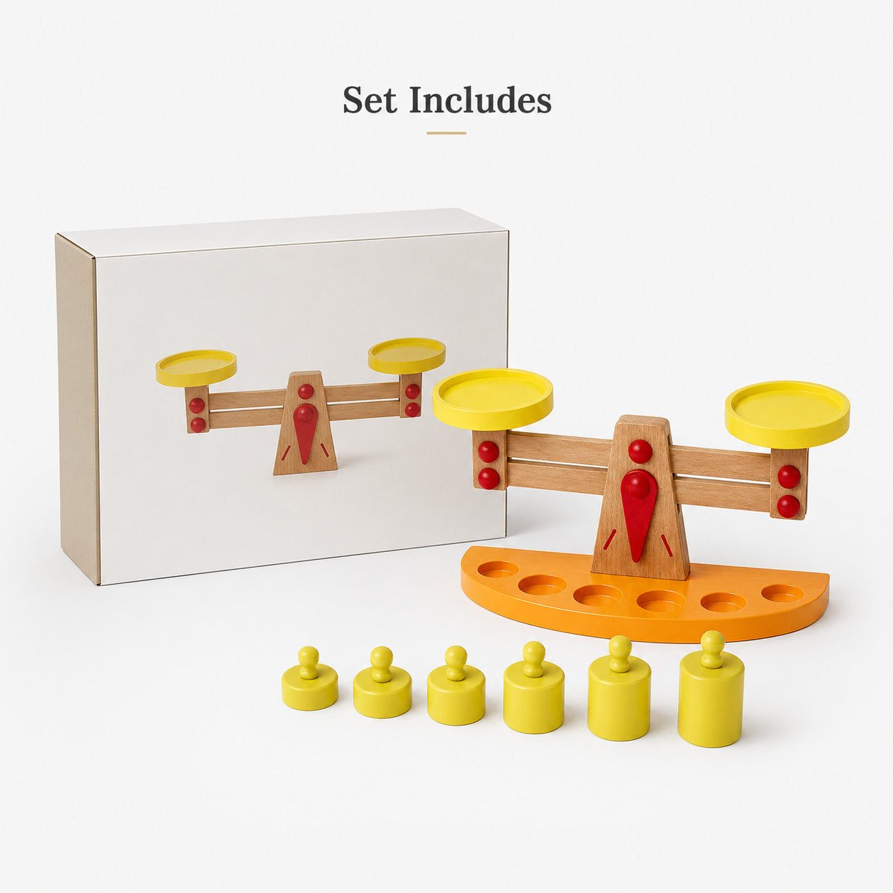 Wooden Balance Scale Toy with Weights
