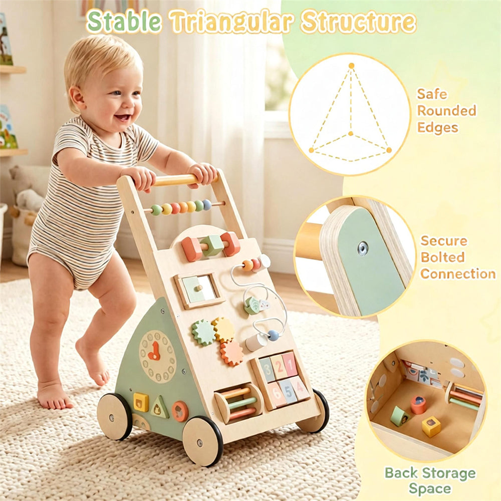 FamToy Wooden Toddler Push Walker Toy