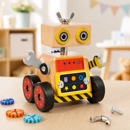Wooden Robot Building Toy with Gears