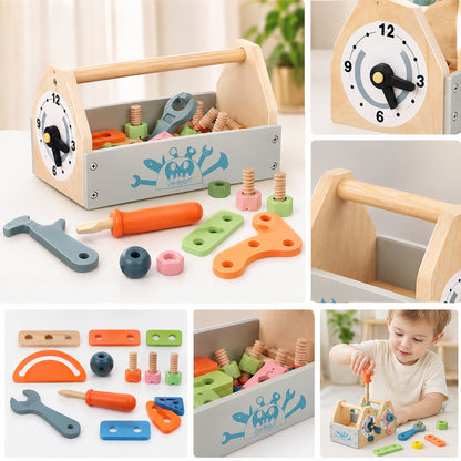 Wooden DIY Tool Box Set for Kids Ages 4-6