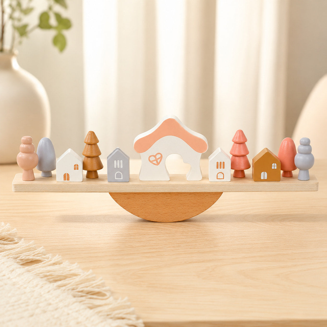 FamToy Wooden Village Balance Stacking Game