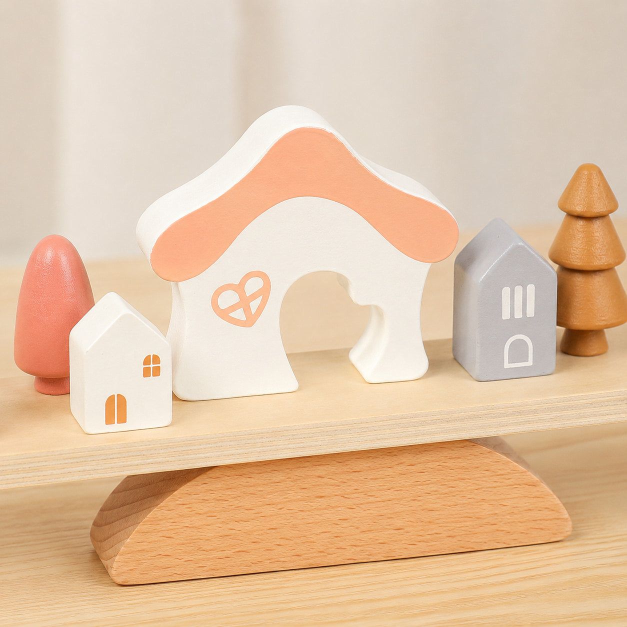 FamToy Wooden Village Balance Stacking Game