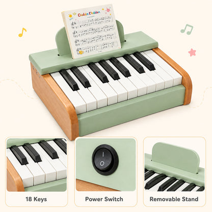 FamToy 18-Key Wooden Toy Piano with Music Stand