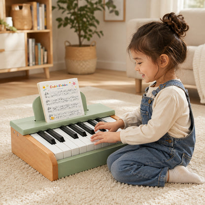 FamToy 18-Key Wooden Toy Piano with Music Stand