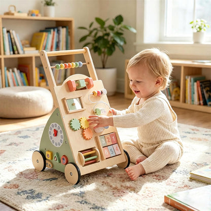 FamToy Wooden Toddler Push Walker Toy