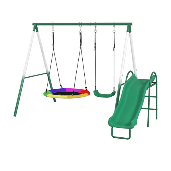Kids Swing Set with Slide & Saucer