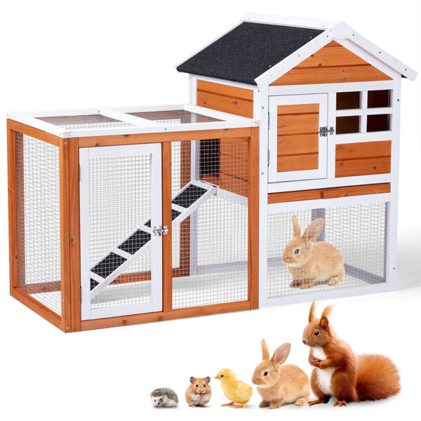 Wooden Chicken Coop & Rabbit Hutch with Run