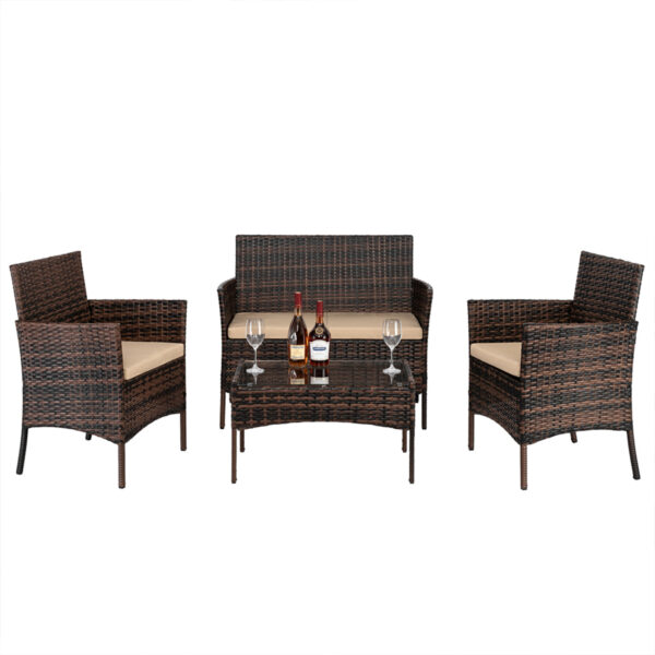 Rattan Patio Sofa Set 4-Piece
